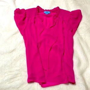 Women’s hot pink flutter sleeve top, size Small
